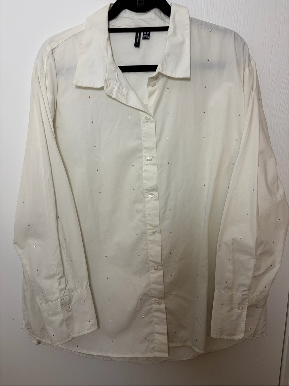 Vero Moda Cream Button-Down Shirt with Stud Accent
